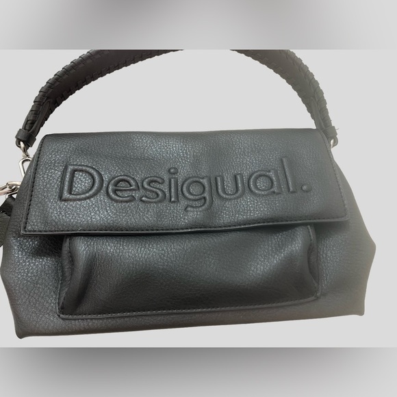 Desigual soft Black Faux Leather Front Flap Logo Shoulder Bag - Picture 2 of 9